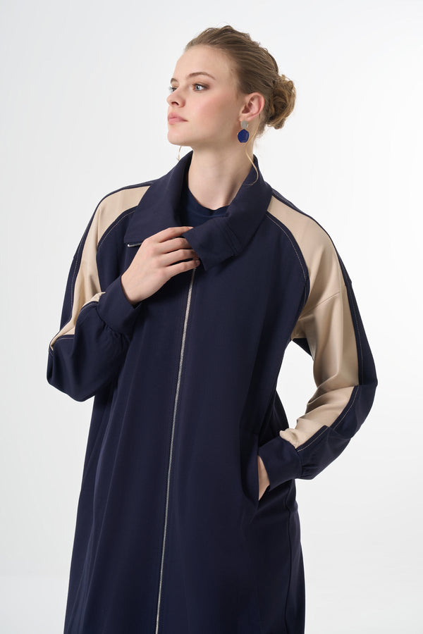 Modern Panelled Zip Midi Jacket