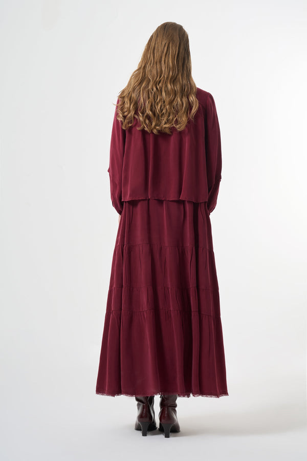 Silk flare skirt Plus size Dress with Jacket