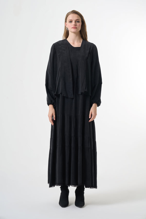 Silk flare skirt Plus size Dress with Jacket