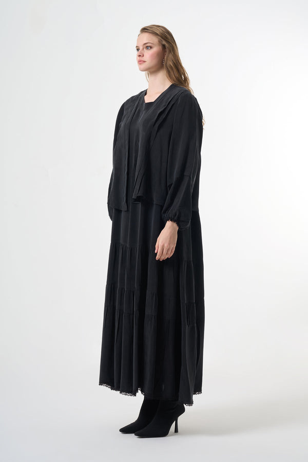 Silk flare skirt Plus size Dress with Jacket