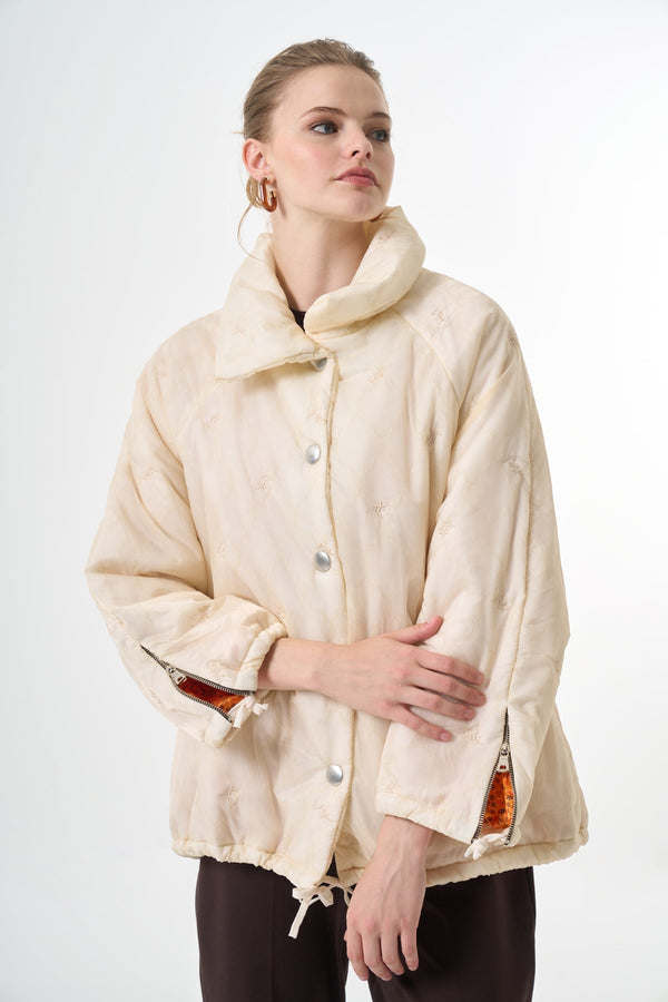 Oversized Quilted Jacket with Buttons