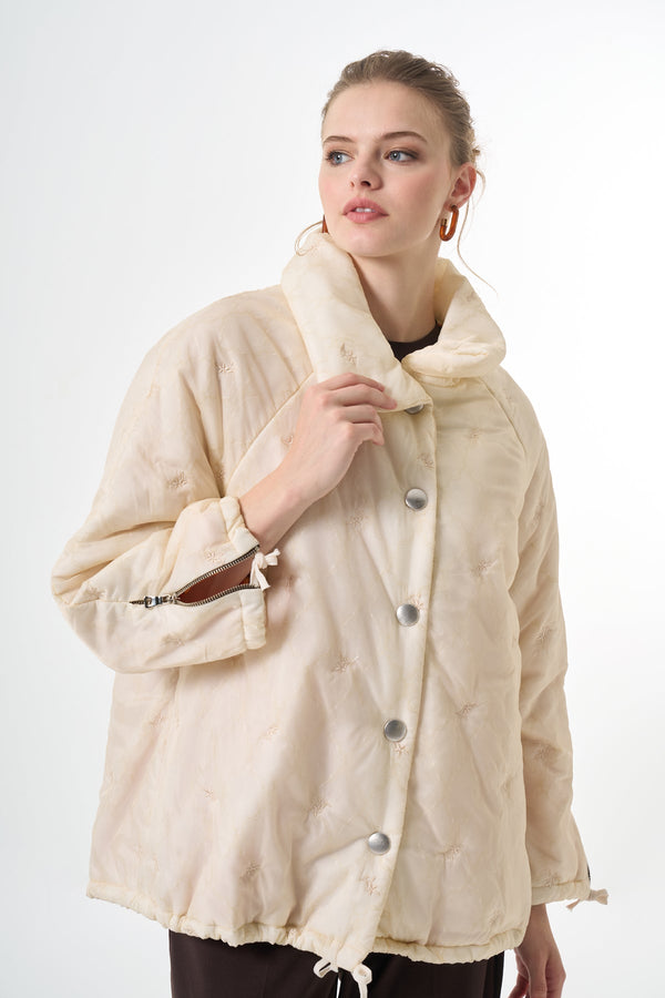 Oversized Quilted Jacket with Buttons