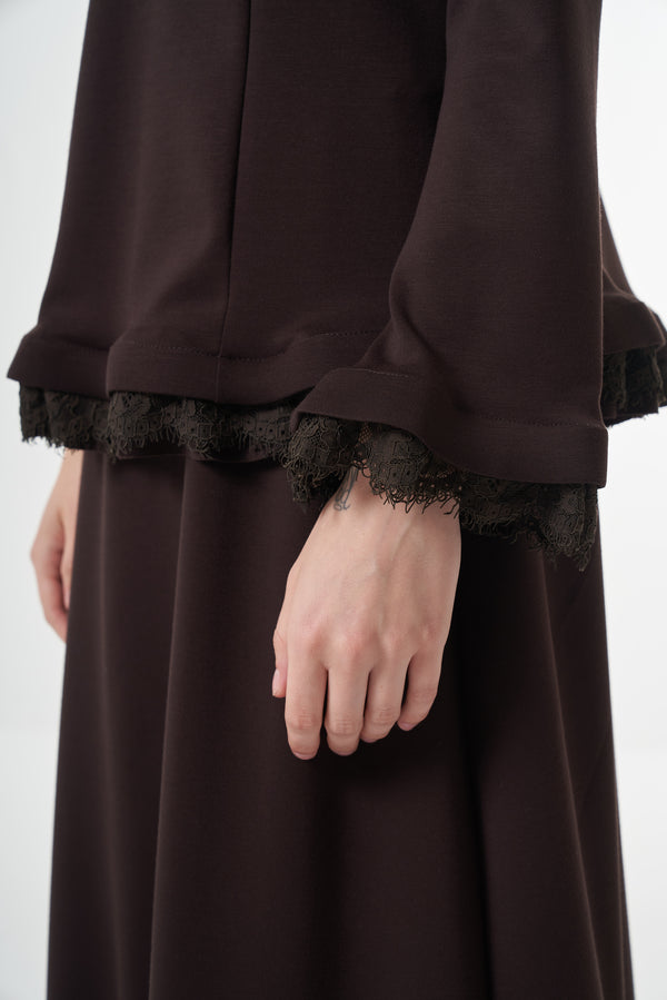 Guipure-Detail Blouse and Skirt Set