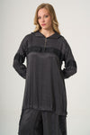 Draped Technical-Fabric Cupro Silk Tunic & Trouser Set