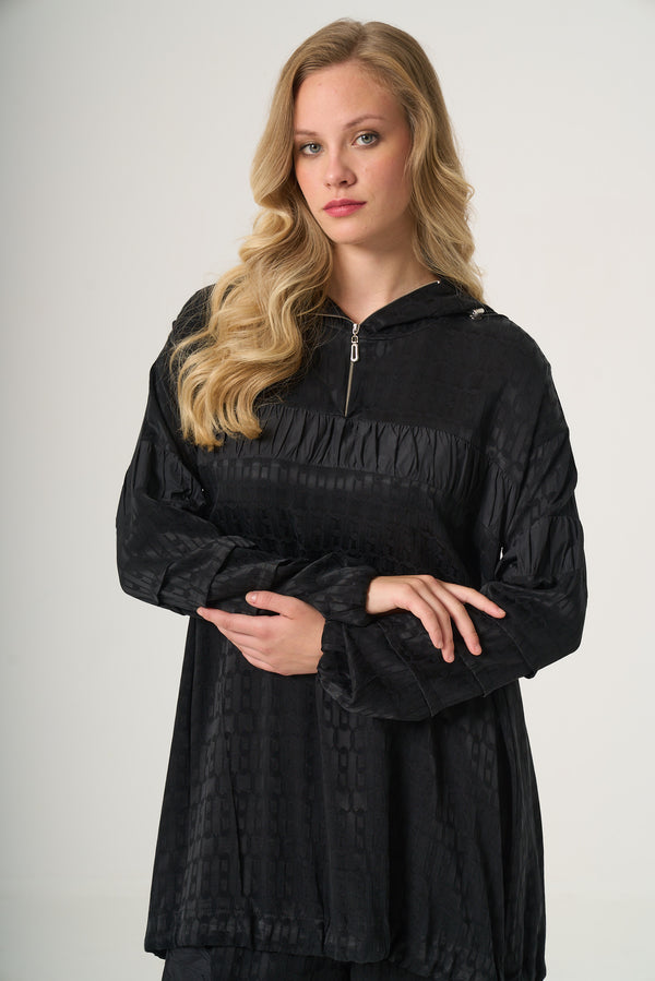 Draped Technical-Fabric Cupro Silk Tunic & Trouser Set
