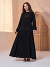 Embroidered Tiered Maxi Dress with Gathered Sleeves