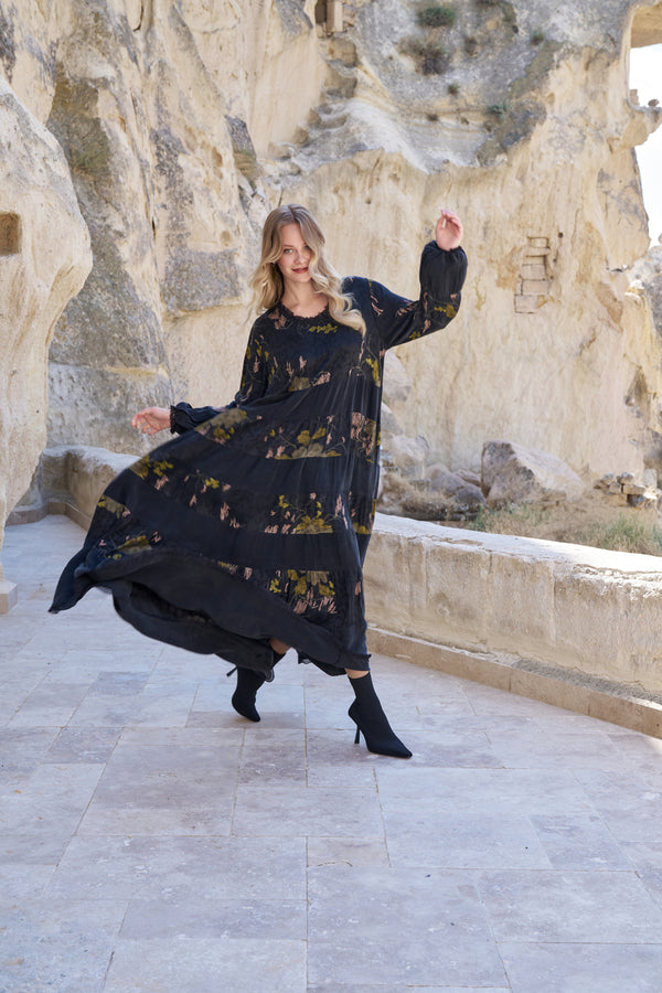 Brown Cupro Plus-Size Dress