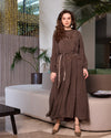 Embroidered Tiered Maxi Dress with Gathered Sleeves