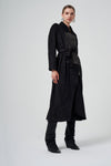Suede Trench Coat with Stud/Rhinestone Detail