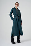 Suede Trench Coat with Stud/Rhinestone Detail