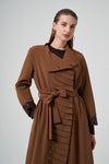 Trench Coat with Ruffle/Pleat Detail and Sash