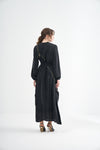 Embroided Elegant Flow Belted Dress