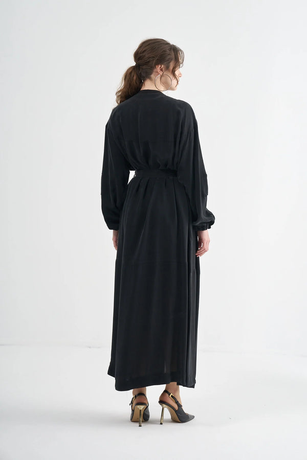 Textured Zip-Front Maxi Coat