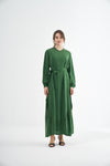 Embroided Elegant Flow Belted Dress