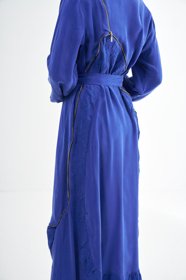 Embroided Elegant Flow Belted Dress