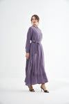 Embroided Elegant Flow Belted Dress