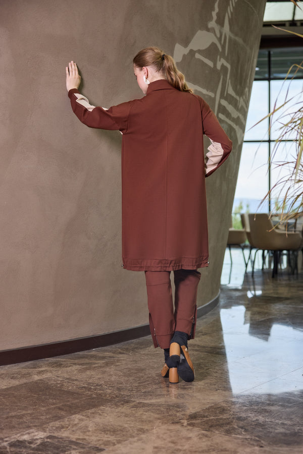 Modern Panelled Zip Midi Jacket