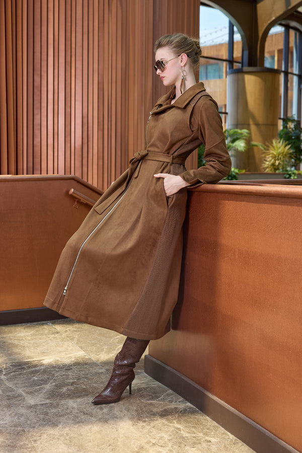 Suede Trench Coat