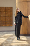 Fur-Detail Long-Sleeve Knit Tunic
