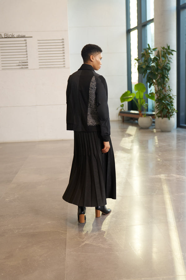 Jacket with Eyelet band and Bouclé Fabric Detail