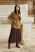 تنورة تريكو متوسطة الطول بنقشة مربعات