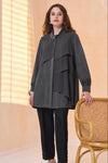 Chiffon-Detail Cupro Long Tunic