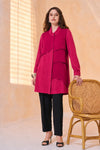 Chiffon-Detail Cupro Long Tunic