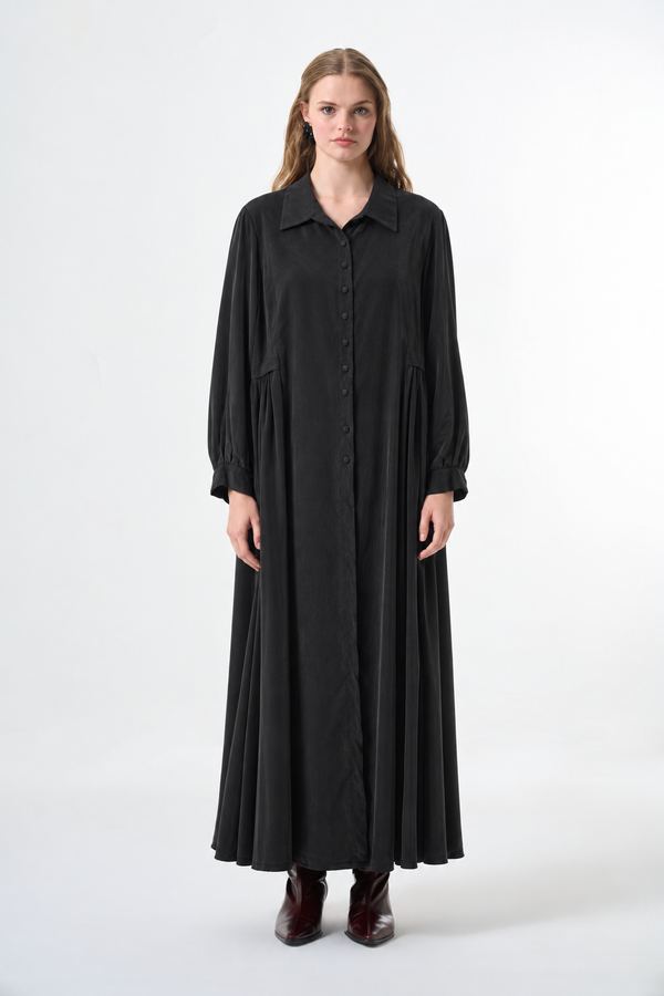Свободное платье макси на пуговицах PLUS SIZE