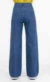 High Waist Wide Leg Jeans for Women – Medium Blue Denim Palazzo Pants