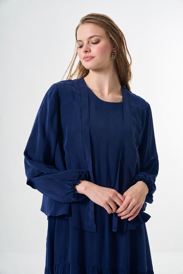 Silk flare skirt Plus size Dress with Jacket